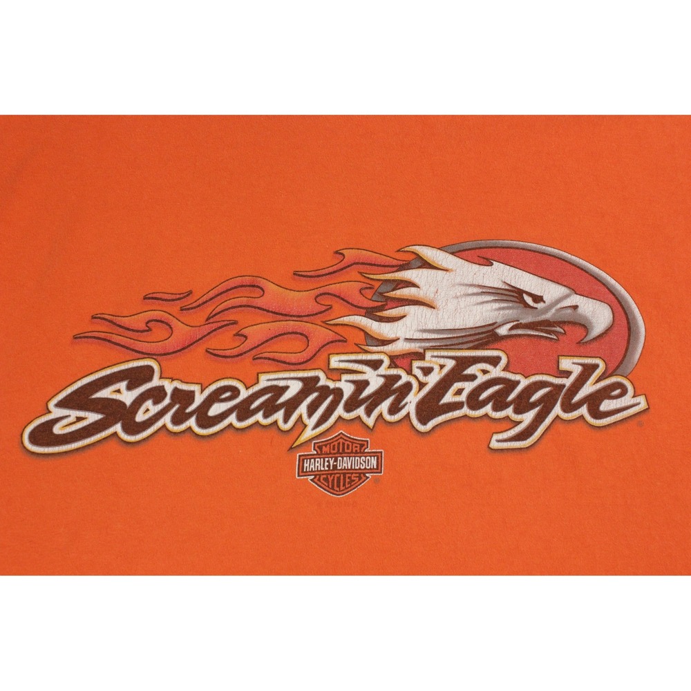 Harley Davidson Screamin Eagle T Shirt Orange 2XL USA Biker Graphic Tee